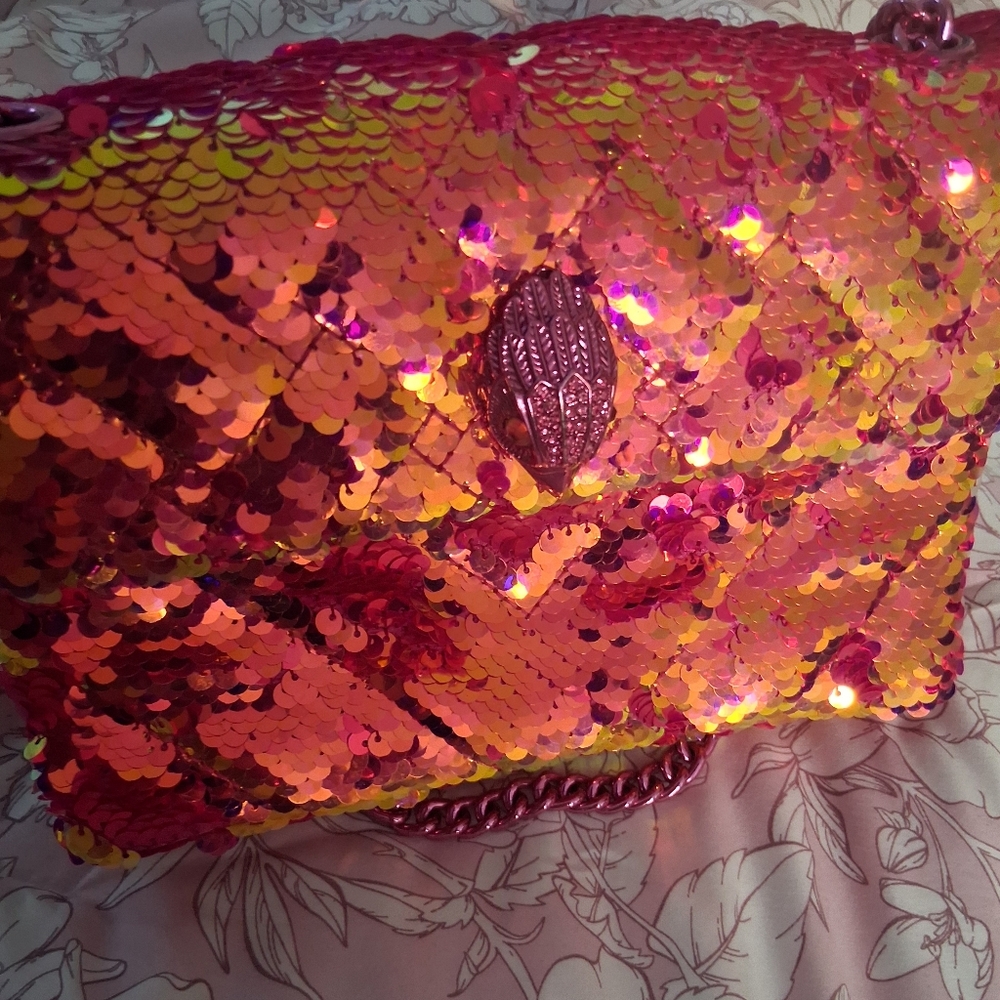 Sequin Chain Shoulder Bag - Pink